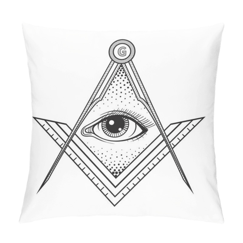 Personality  Masonic Square And Compass Symbol With All Seeing Eye , Freemaso Pillow Covers