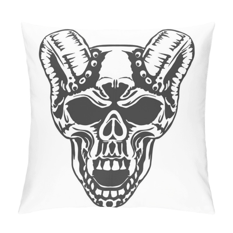 Personality  Skull, Horned Demon. Vector Pillow Covers