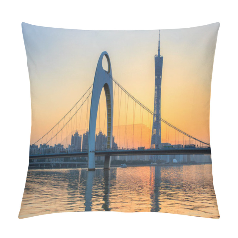 Personality  Modern Bridge In Zhujiang River And Modern Building Of Financial District In Guangzhou City, China Pillow Covers