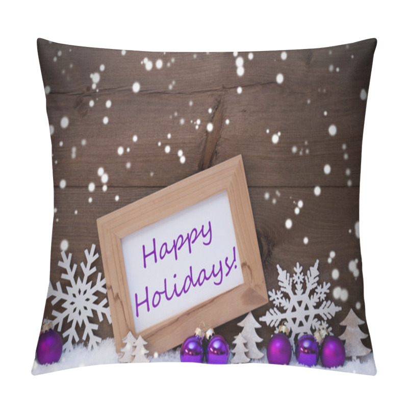 Personality  Purple Christmas Decoration, Snow, Happy Holidays, Snowflakes Pillow Covers