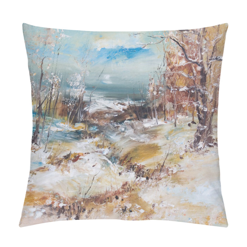 Personality  Landscape, Oil Painting Pillow Covers