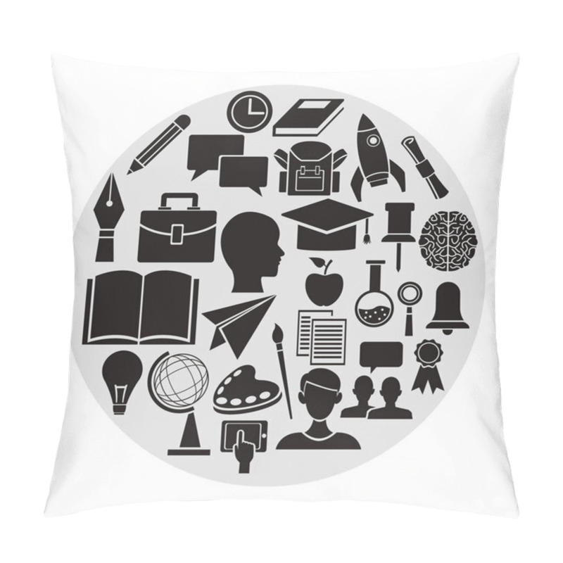 Personality  White Background With Circular Frame With Monochrome Elements Academic Knowledge Inside Pillow Covers