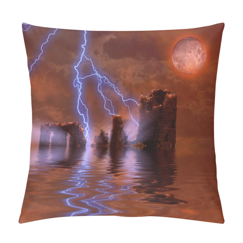 Personality  Castle Under Red Moon Pillow Covers