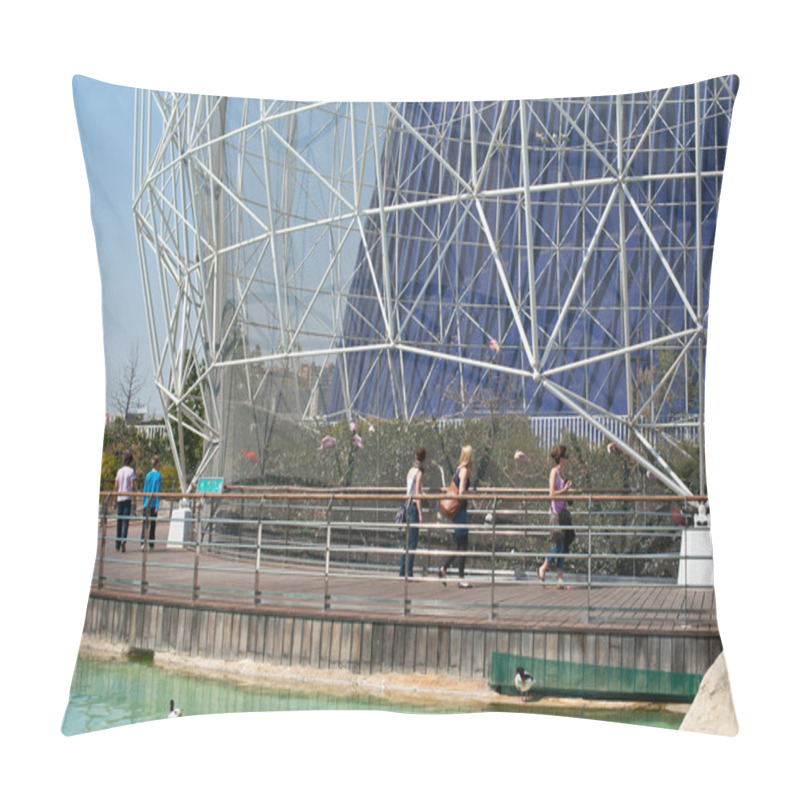 Personality  VALENCIA, SPAIN - MARCH 31: The Big Spherical Cage For Exotic Birds At The City Of Arts And Sciences, The Architectural Complex Designed By Santiago Calatrava On March 31, 2012 In Valencia, Spain Pillow Covers