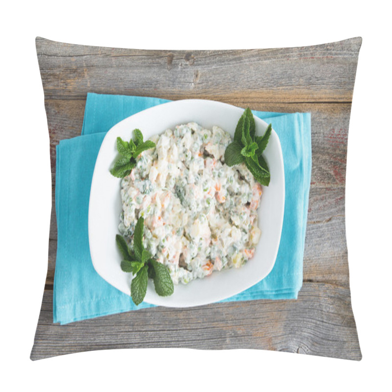 Personality  Simple Olivier Salad On Old Picnic Table Pillow Covers