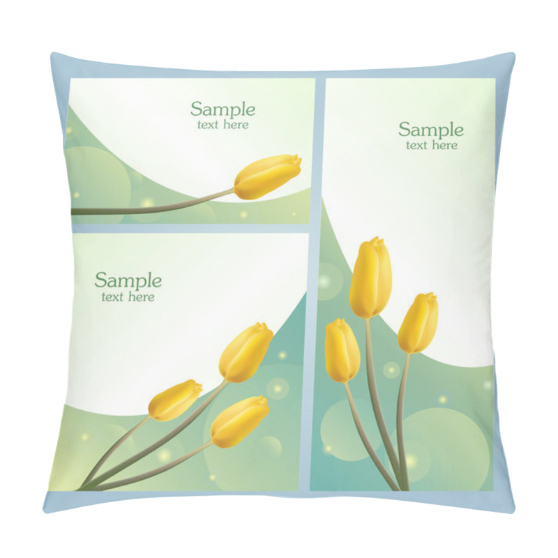 Personality  Set Of Banners With Spring Flowers - Yellow Tulips Pillow Covers