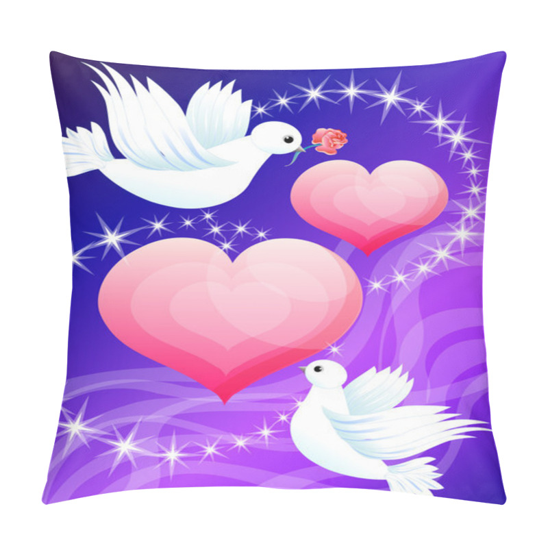 Personality  Two Hearts And The In Love Pigeons Pillow Covers