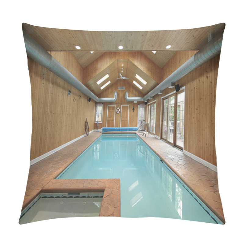 Personality  Indoor Pool With Wood Siding Pillow Covers