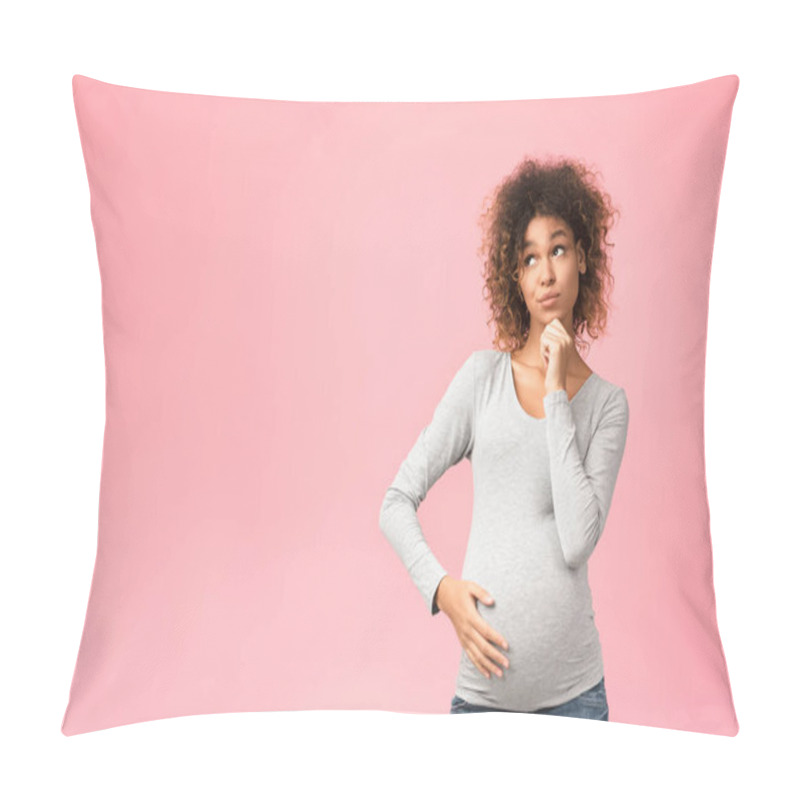 Personality  Pensive Pregnant Woman Choosing Name For Baby Pillow Covers