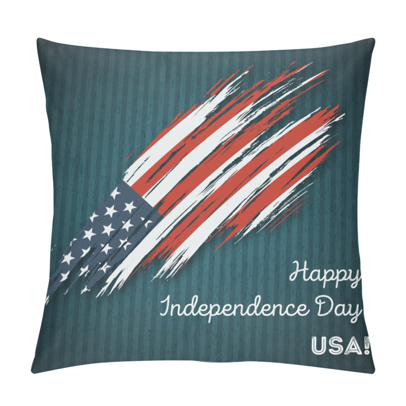 Personality  USA Independence Day Patriotic Design Expressive Brush Stroke In National Flag Colors On Dark Pillow Covers