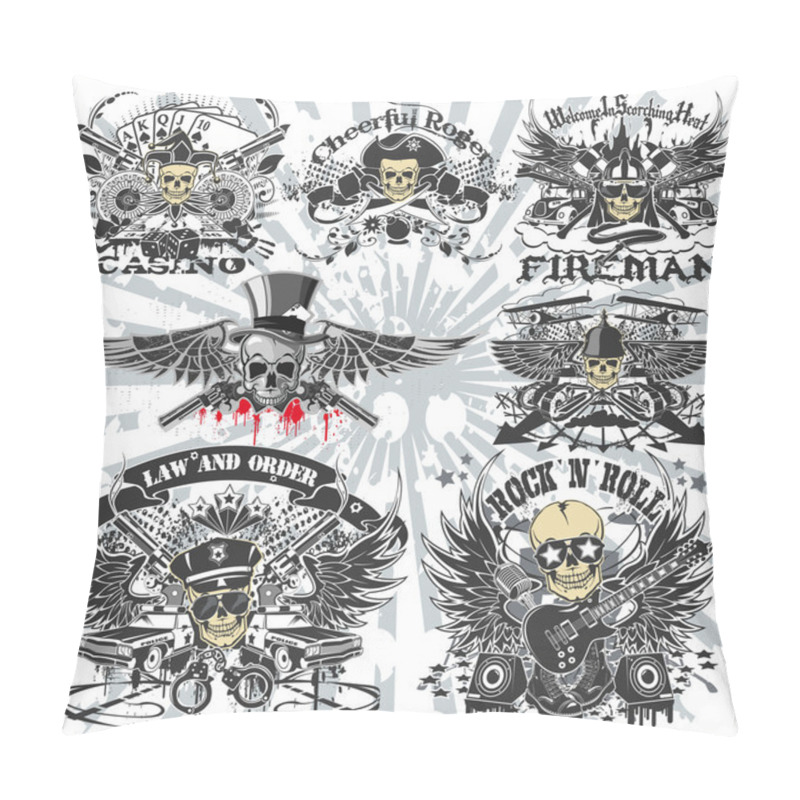 Personality  Set Of Stickers On The Shirts With A Skull Pillow Covers