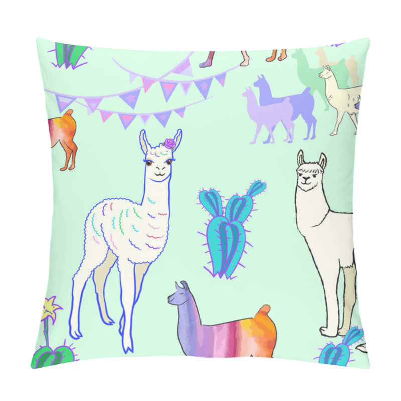 Personality   Seamless Pattern With Llamas And Cactus Pillow Covers