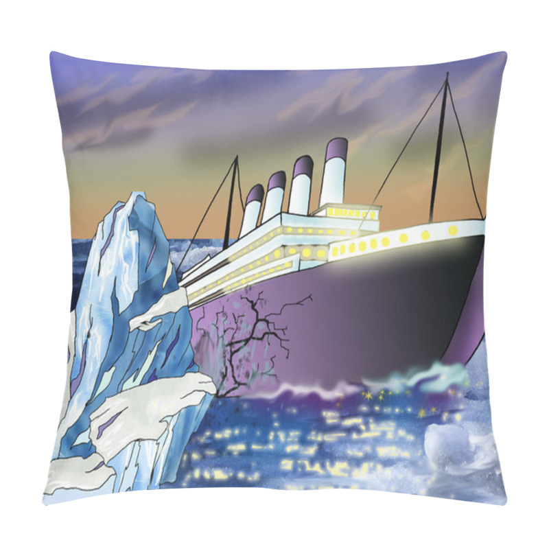 Personality  Sinking Ship And Iceberg In Atlantic Ocean Pillow Covers