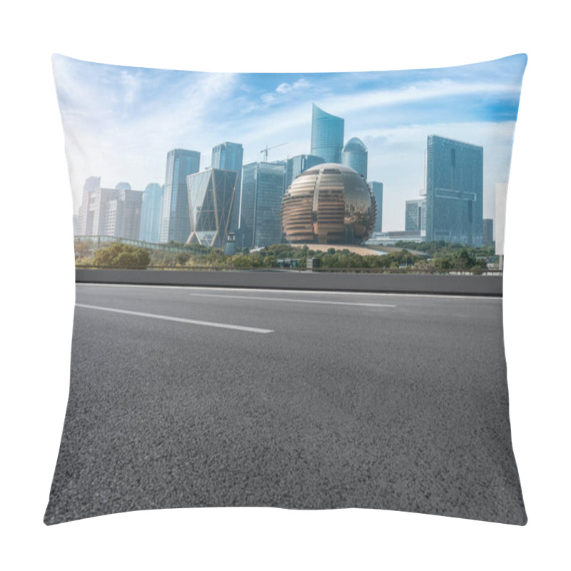 Personality  Urban Road Asphalt Pavement And Skyline Of Hangzhou Urban Constr Pillow Covers