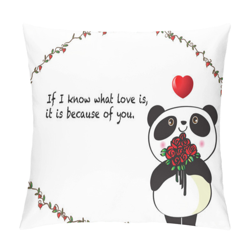 Personality  Cartoon Cute Little Panda Bear, Romantic Concept  Pillow Covers