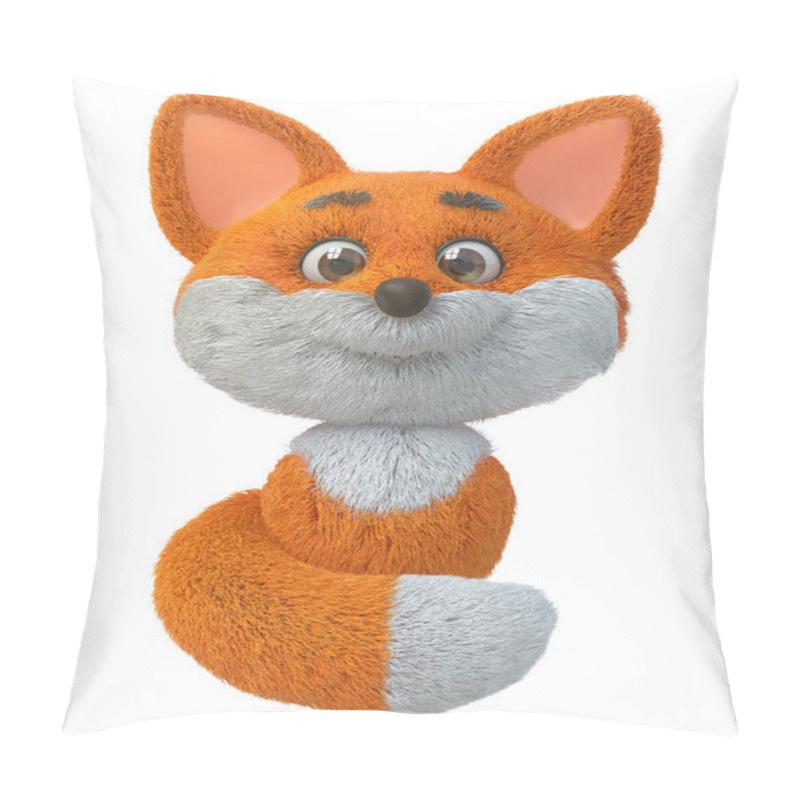 Personality  3d Illustration Cheerful Fluffy Forest Animal With Red Hair/3d Illustration Funny Little Fox Pillow Covers