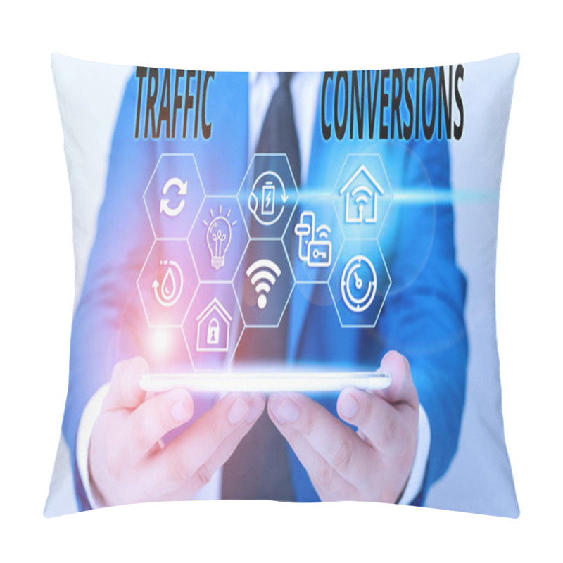 Personality  Word Writing Text Traffic Conversions. Business Concept For Visitor Who Has Been Converted Into A Client Or Customer. Pillow Covers