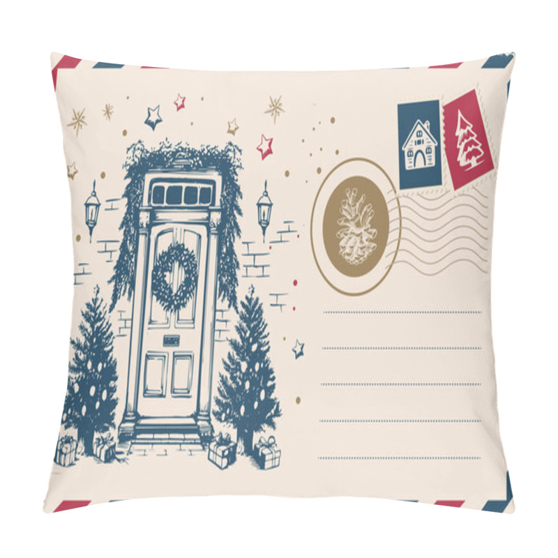 Personality  Christmas Mail, Postcard, Door Decoration, Hand Drawn Illustration. Pillow Covers