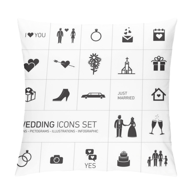 Personality  Wedding Icons Set Pillow Covers