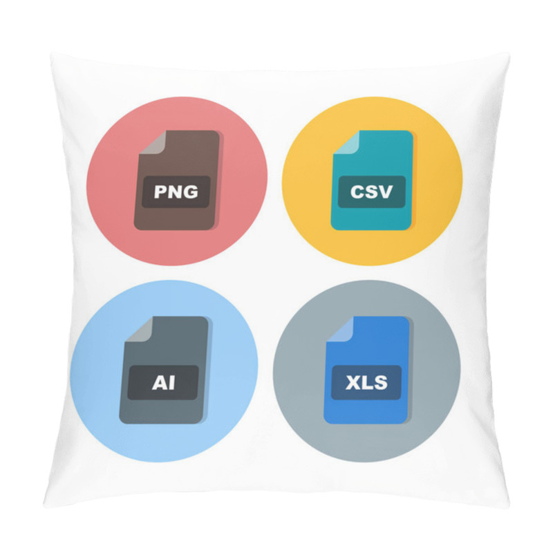 Personality  4 Set Of File Formats Icons Isolated On White Background... Pillow Covers