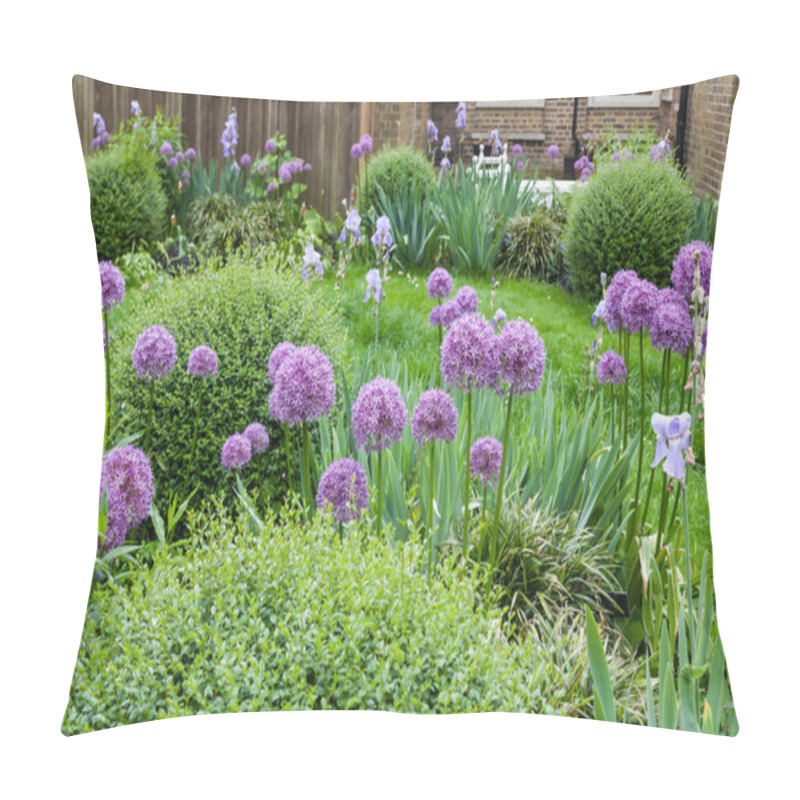 Personality  Picturesque English Garden With Boxtrees And Allium Flowers Pillow Covers