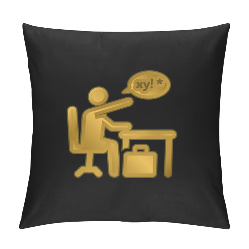 Personality  Angry Gold Plated Metalic Icon Or Logo Vector Pillow Covers