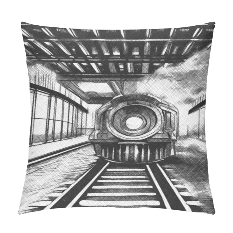 Personality  Black And White Of Train Station Pillow Covers