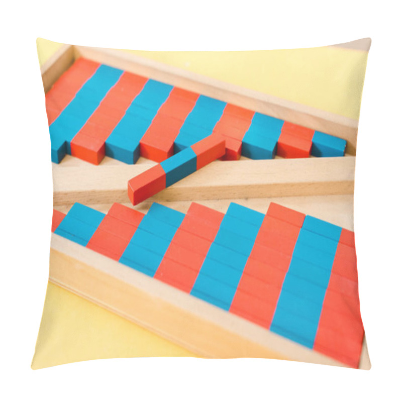 Personality  Selective Focus Of Wooden Board Game On Table In Class Pillow Covers