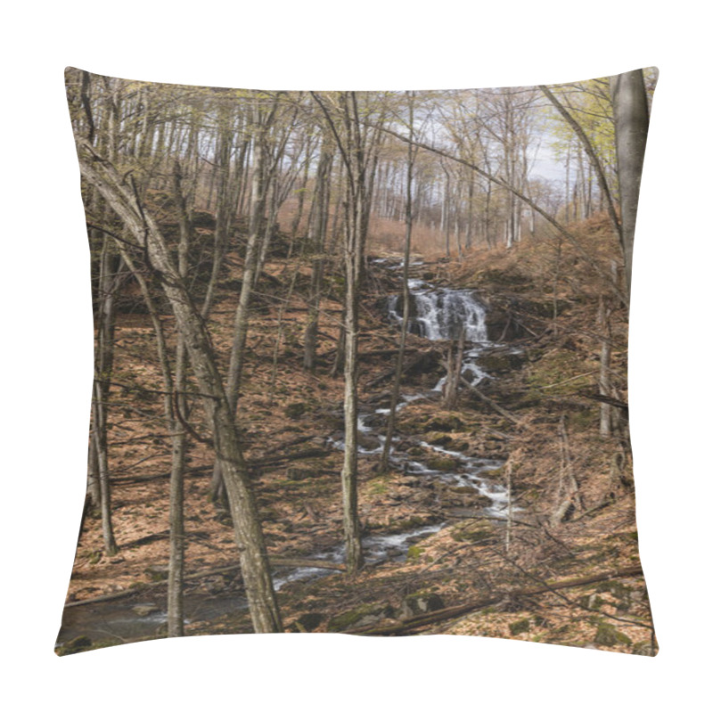 Personality  Forest And River In Mountain In Autumn Season Pillow Covers