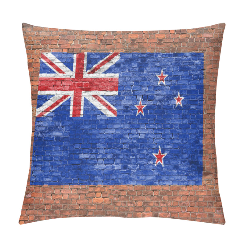 Personality  Flag Of New Zeland Painted On Brick Wall Pillow Covers