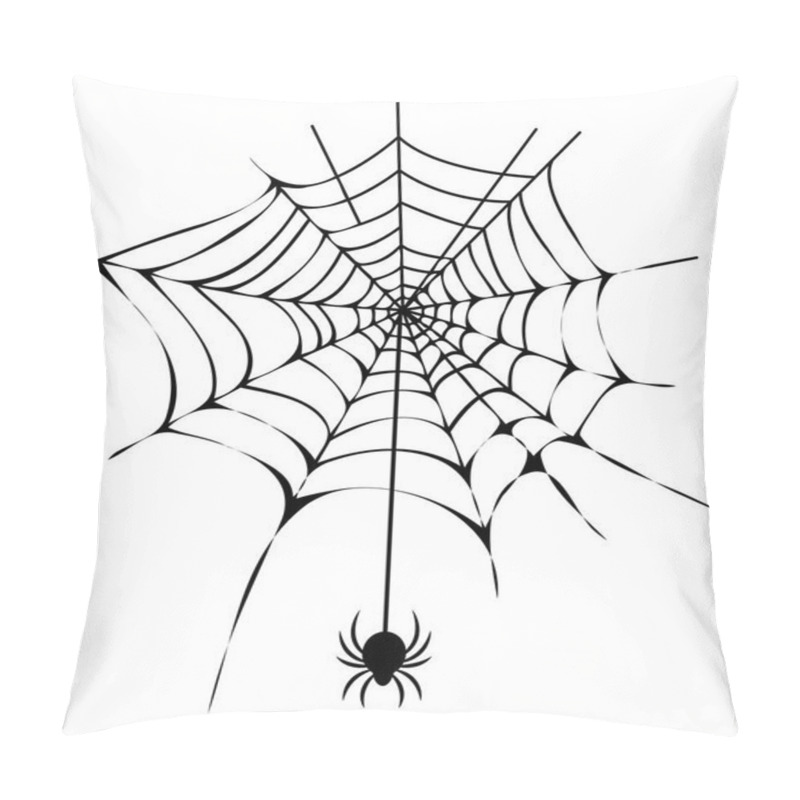 Personality  Black Thin Web With Spider Isolated Illustration Pillow Covers