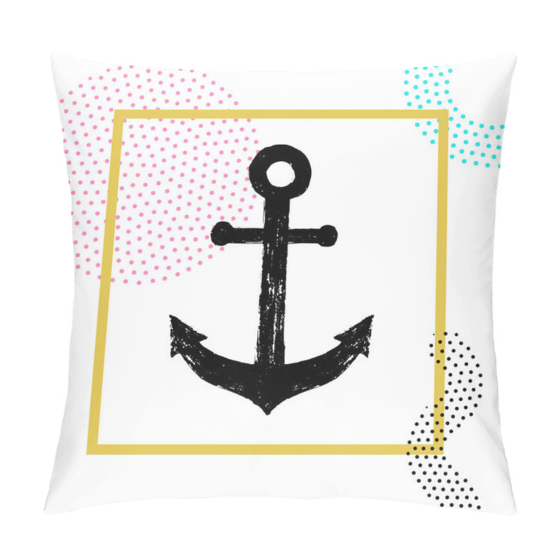 Personality  Memphis Style Badge With A Hand Drawn Anchor Vector Illustration Pillow Covers