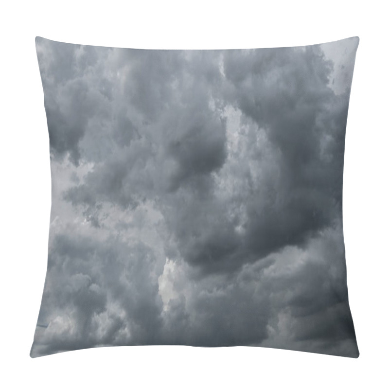 Personality  Dark Storm Clouds Before Rain Used For Climate Background. Clouds Become Dark Gray Before Raining. Abstract Dramatic Background. Pillow Covers