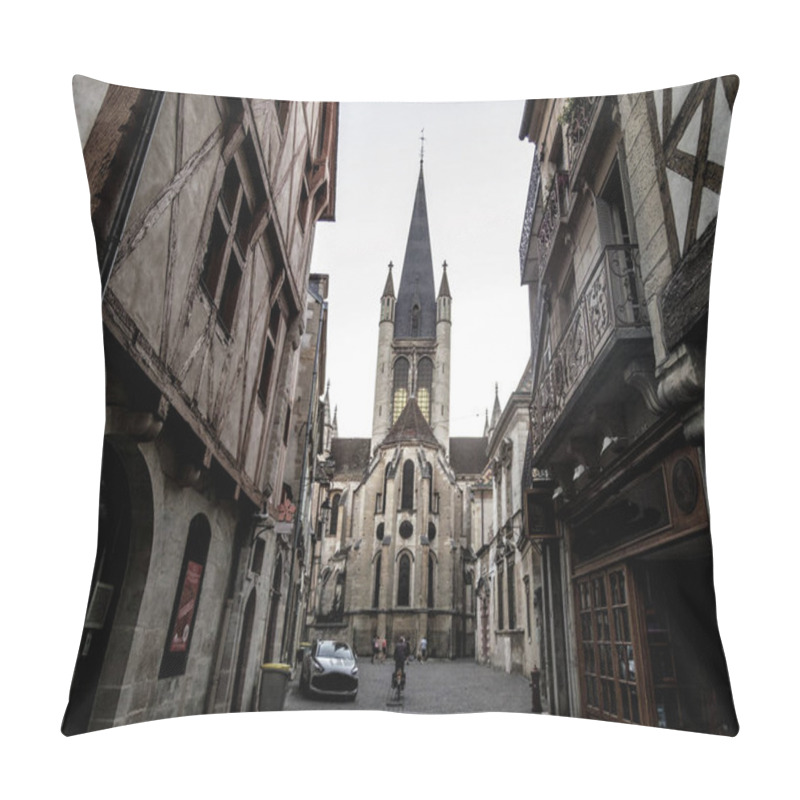 Personality  French Beautiful Church In Dijon, France. Classic Gothic Cathedr Pillow Covers