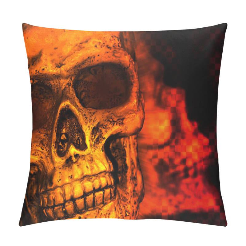 Personality  Orange Skull Scary Background Pillow Covers