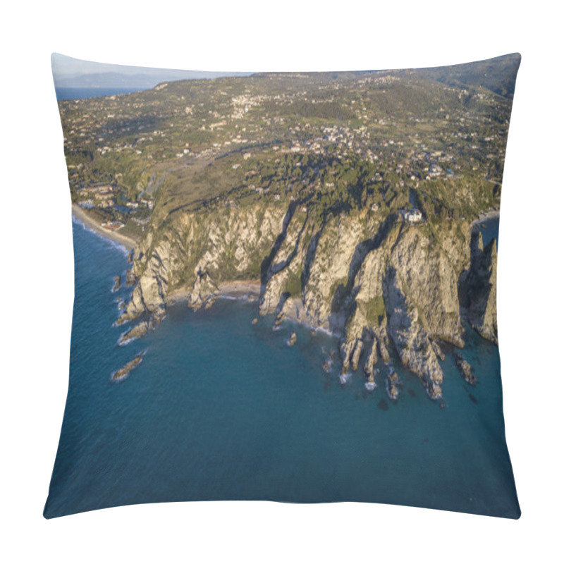 Personality  Aerial View Of Capo Vaticano, Calabria, Italy. Ricadi. Lighthouse. Coast Of The Gods. Promontory Of The Calabrian Coast. Jagged Coastline, Coves Beaches And Coves. Sunset Pillow Covers