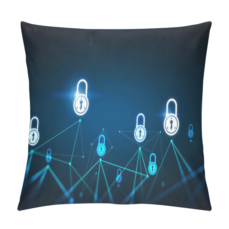 Personality  Illustration Of Padlock Icon On Dark Background. The Concept Of Information Security. 3d Rendering Pillow Covers