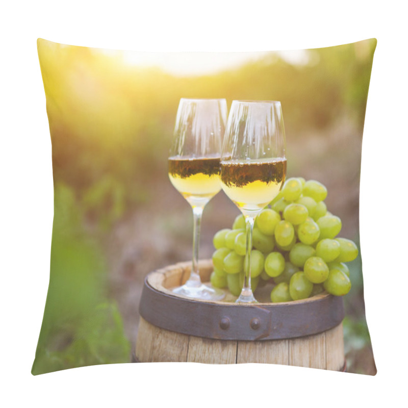 Personality  White Grapes And Two Glasses Of White Wine  Pillow Covers