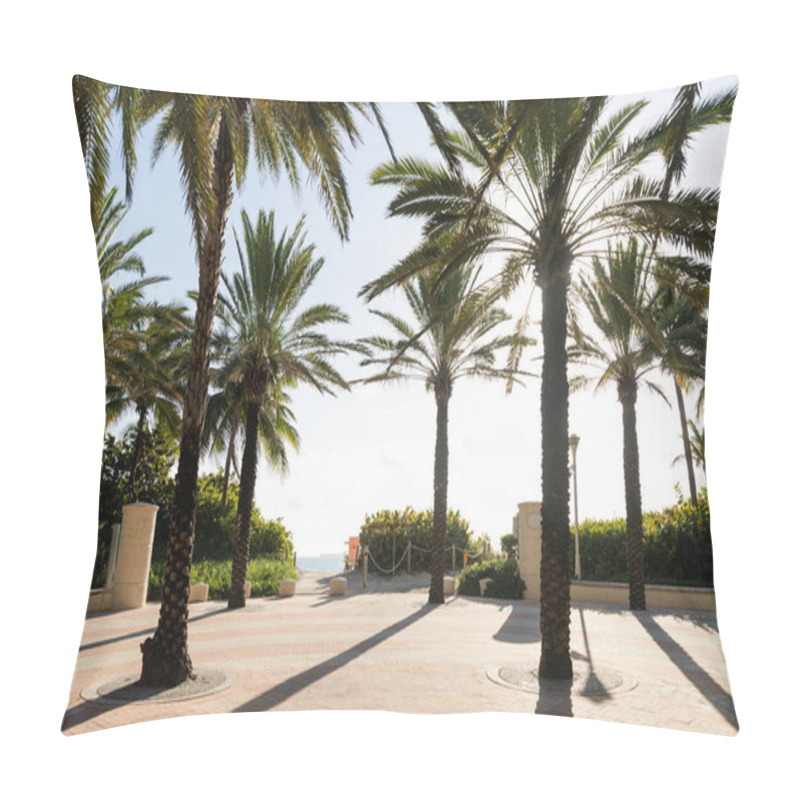 Personality  Palm Trees Standing Side By Side On A Sunny Day. Pillow Covers