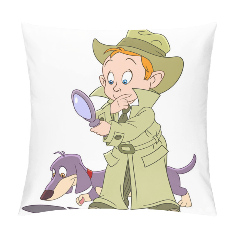 Personality  Smart Young Cartoon Detective Boy Pillow Covers