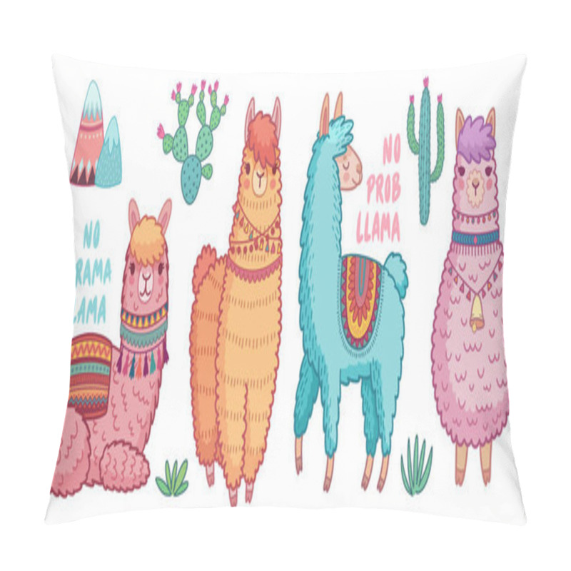 Personality  Cute Lamas With Funny Quotes. Pillow Covers