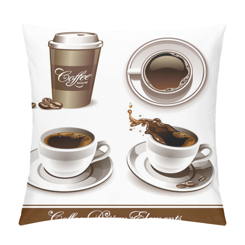 Personality  Vector Set Of Coffee Cups Pillow Covers