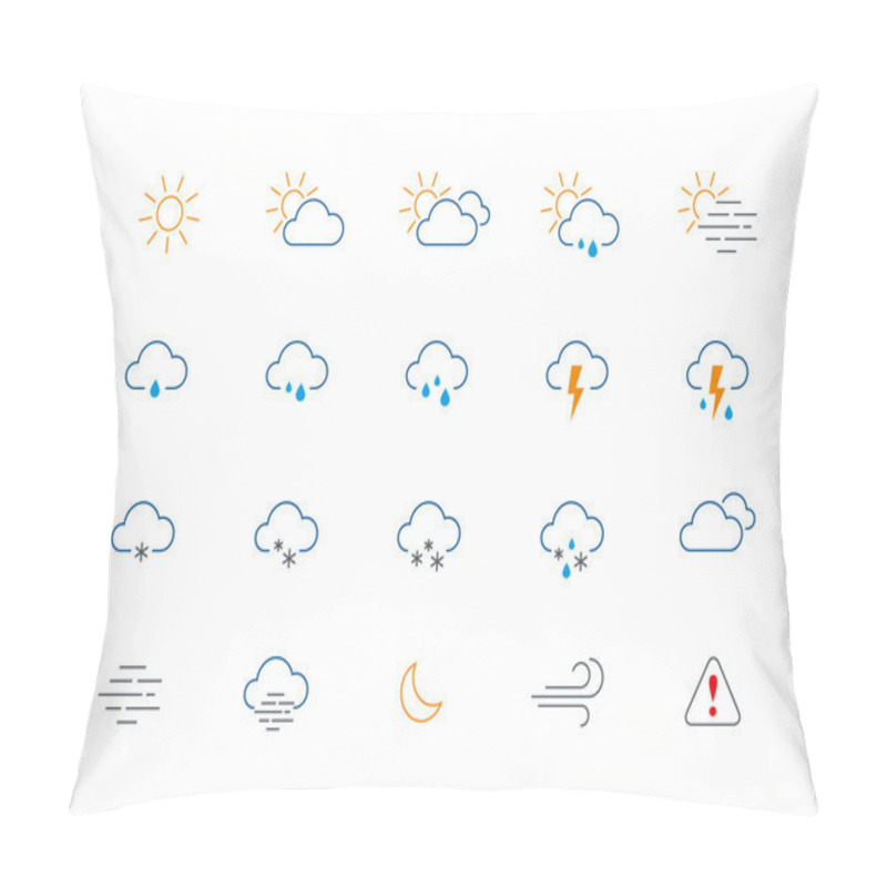 Personality  Thin Weather Colour Icon Set Pillow Covers