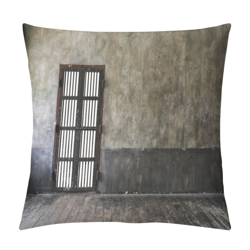 Personality  Rusted Iron Bars Door On Old Wall Pillow Covers