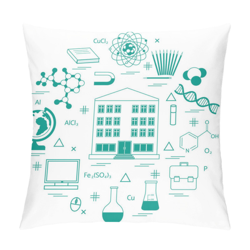 Personality  Vector Illustration Of Variety Scientific, Education Elements In Pillow Covers