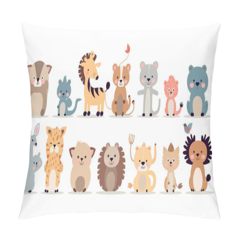 Personality  Vector Hand Draw, Various Kinds Of Animals, Baby Styles, Simple Flat Icon Pillow Covers