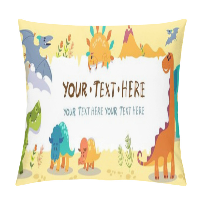 Personality  Cute Cartoon Dinosaurs With Blank Sign  Pillow Covers