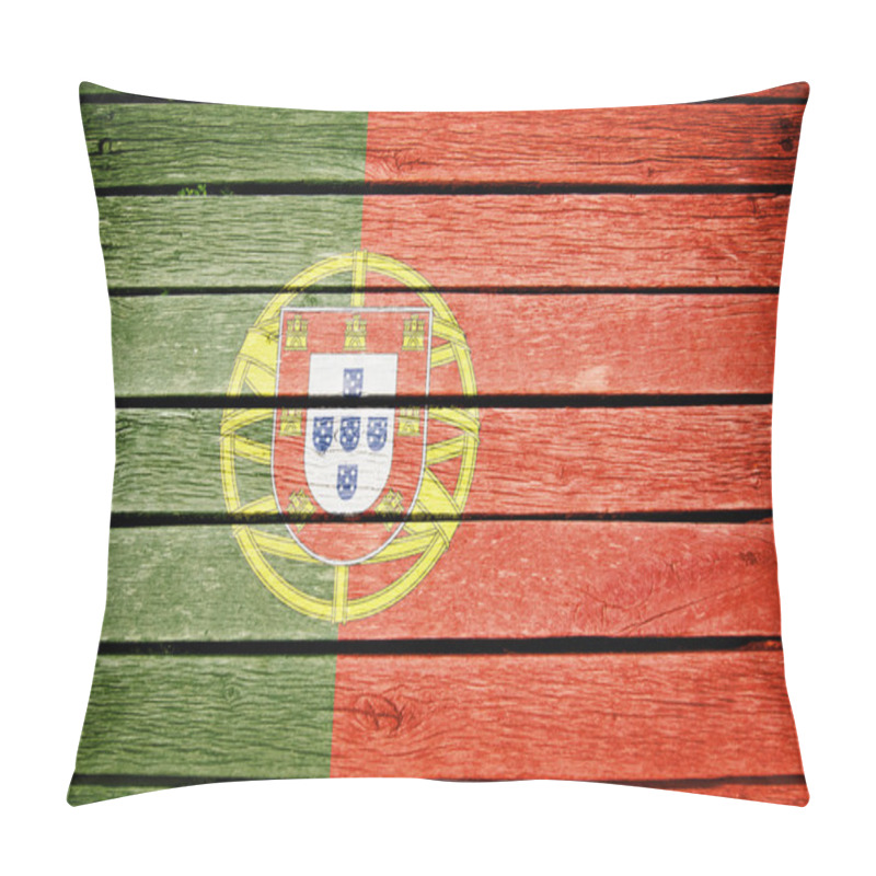 Personality  Portuguese, Portugal Flag Painted On Old Wood Plank Background Pillow Covers