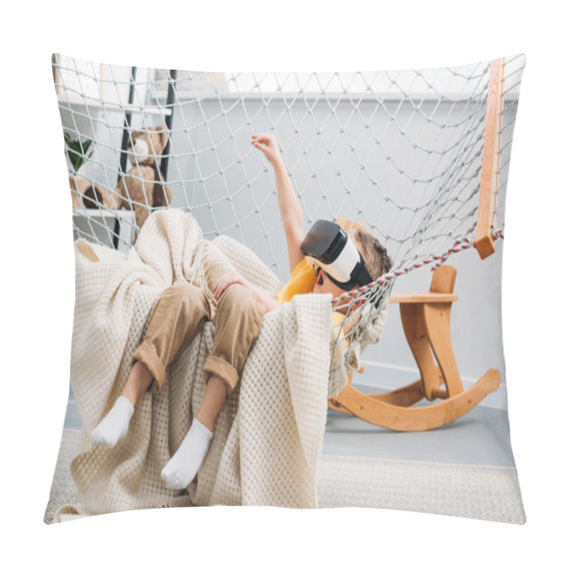 Personality  Child In Boy Hammock Using Virtual Reality Headset Pillow Covers