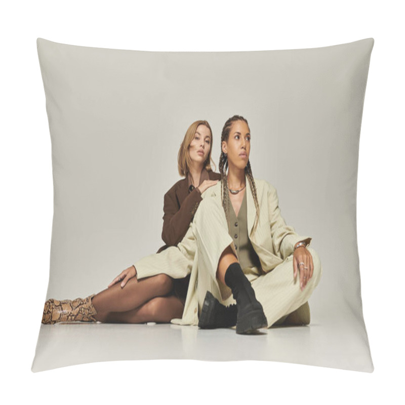 Personality  An Enchanting Lesbian Couple Showcases Their Autumn Fashion, Radiating Love And Warmth. Pillow Covers